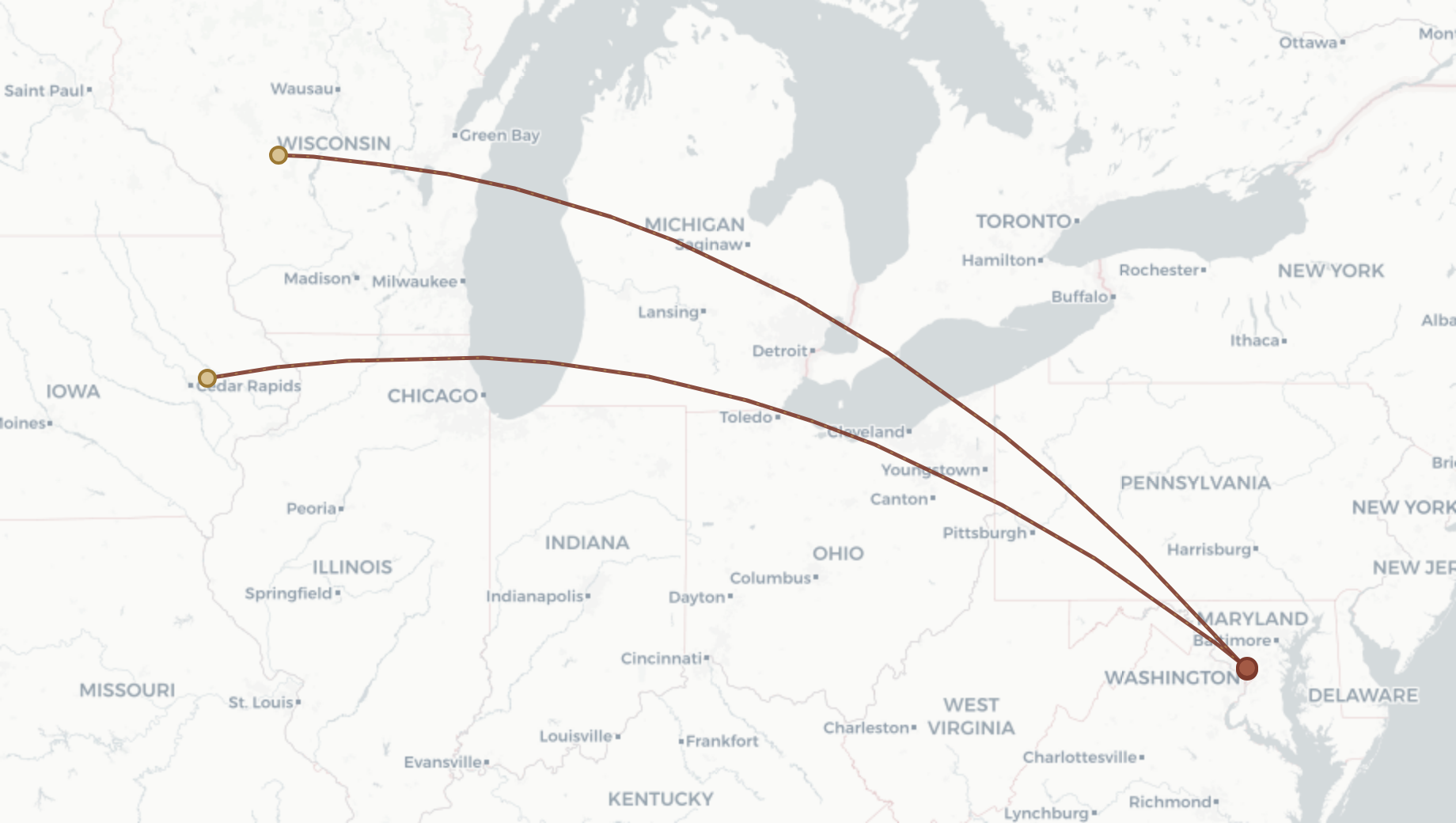 Migration map for Flint, Michigan: Garden Valley, Wisconsin → Flint, Michigan
