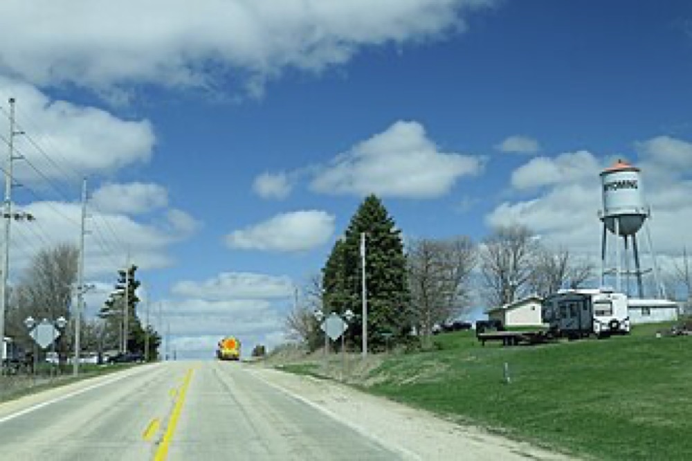 Wyoming, Iowa, the town just east of Antioch Cemetery (view along IA-136 by the town water tower)